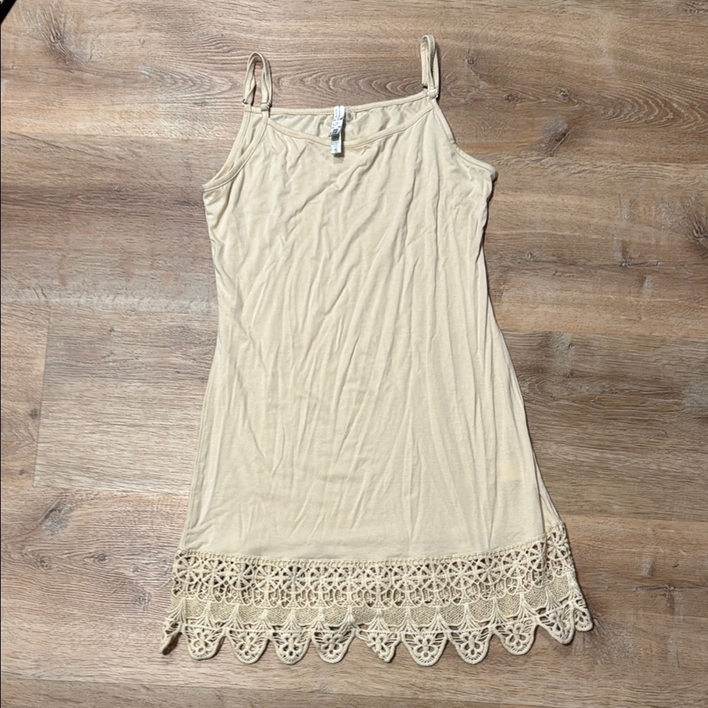 Mollorello crochet cami Beige Lace Trim Slip Dress new with tag NWT size small